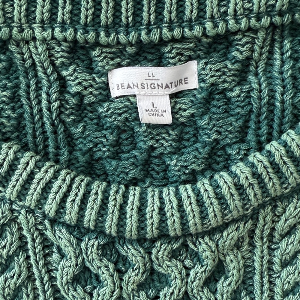 LL Bean Fisherman Sweater Size L - Picture 2 of 5